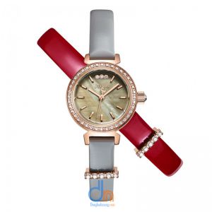 Đồng Hồ Nữ JS-012C Julius Star Hàn Quốc kèm dây Da Đỏ (Xám)